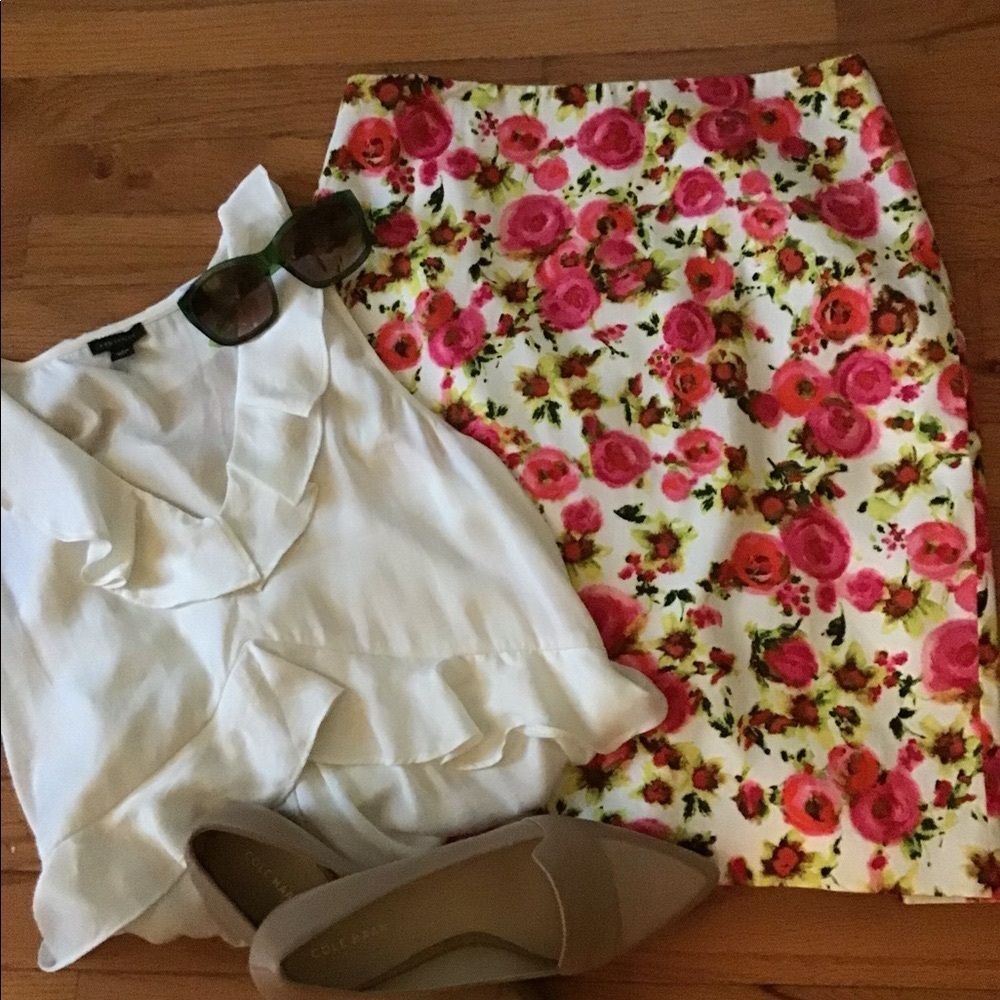 NEW ANN TAYLOR FLORAL LINED COTTON PENCIL SKIRT - GORGEOUS LUXURIOUS FABRIC!